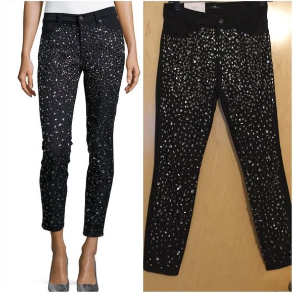 7 For All Mankind Denim - 7 For All Mankind Embellished Jeans in Stretch Den